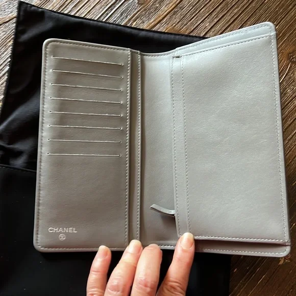 CHANEL Gray Quilted Chevron LeBoy Lambskin Long Wallet Clutch - Picture 5 of 15